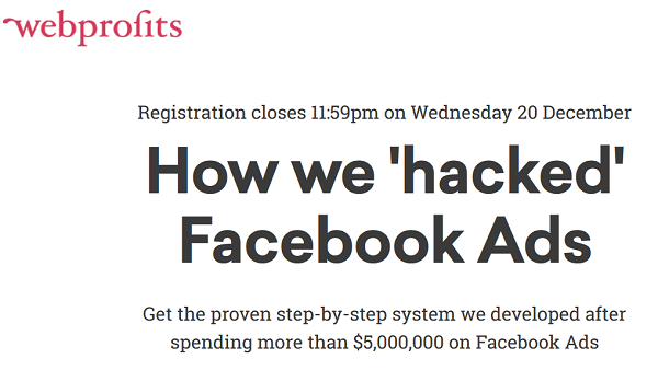 Webprofits – Facebook Advertising Hacks Advanced